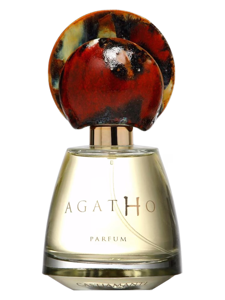 Agatho Castiamanti perfumy niszowe w luksusowym flakonie, orientalno-waniliowa kompozycja z nutami lauru, szafranu, mirtu, miodu, jaśminu, róży, wanilii, ambry, oudu i kadzidła.