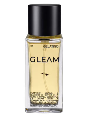 Gleam Gelatino perfumy niszowe extrait de parfum w eleganckim flakonie, gourmandowa kompozycja z nutami rożka waflowego, wanilii, orzecha laskowego, lodów i białego piżma.