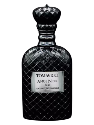 Tomavicci Ange Noir XXI perfumy niszowe extrait de parfum w eleganckim flakonie, kwiatowo-drzewna kompozycja z nutami zielonego jabłka, galbanum, róży bułgarskiej, czarnego fiołka, piżma i cedru.