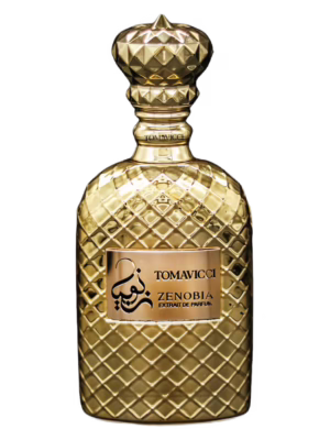 Tomavicci Zenobia perfumy niszowe extrait de parfum w eleganckim flakonie, ambrowo-kwiatowa kompozycja z nutami cassis, kwiatu pomarańczy, wanilii, róży, skóry, oudu i cedru.